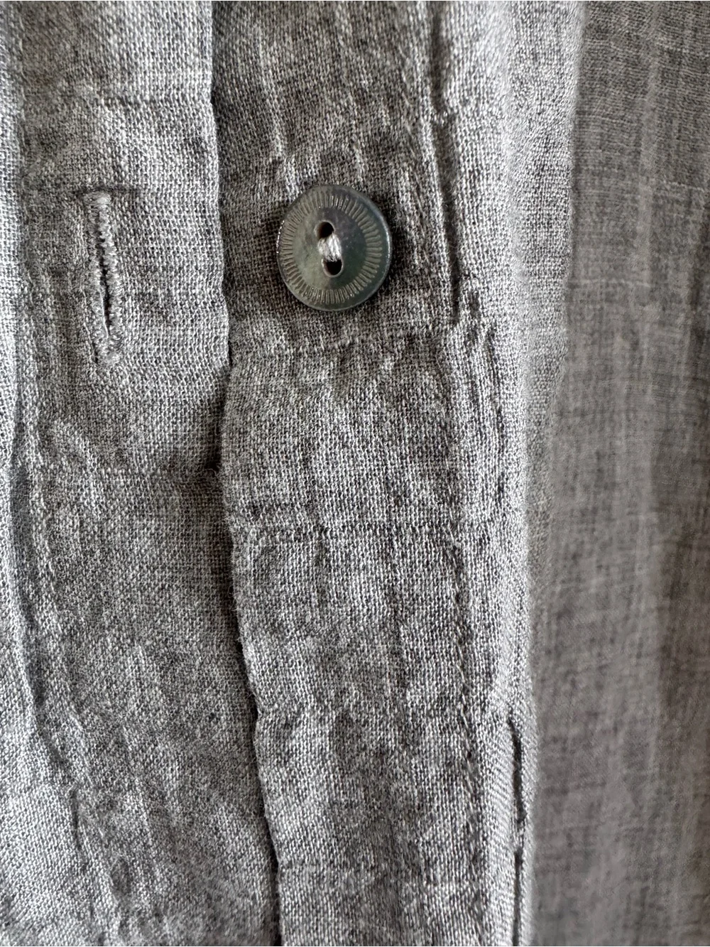 Eileen Fisher Gray Button-Front Washable Linen Duster/Tunic